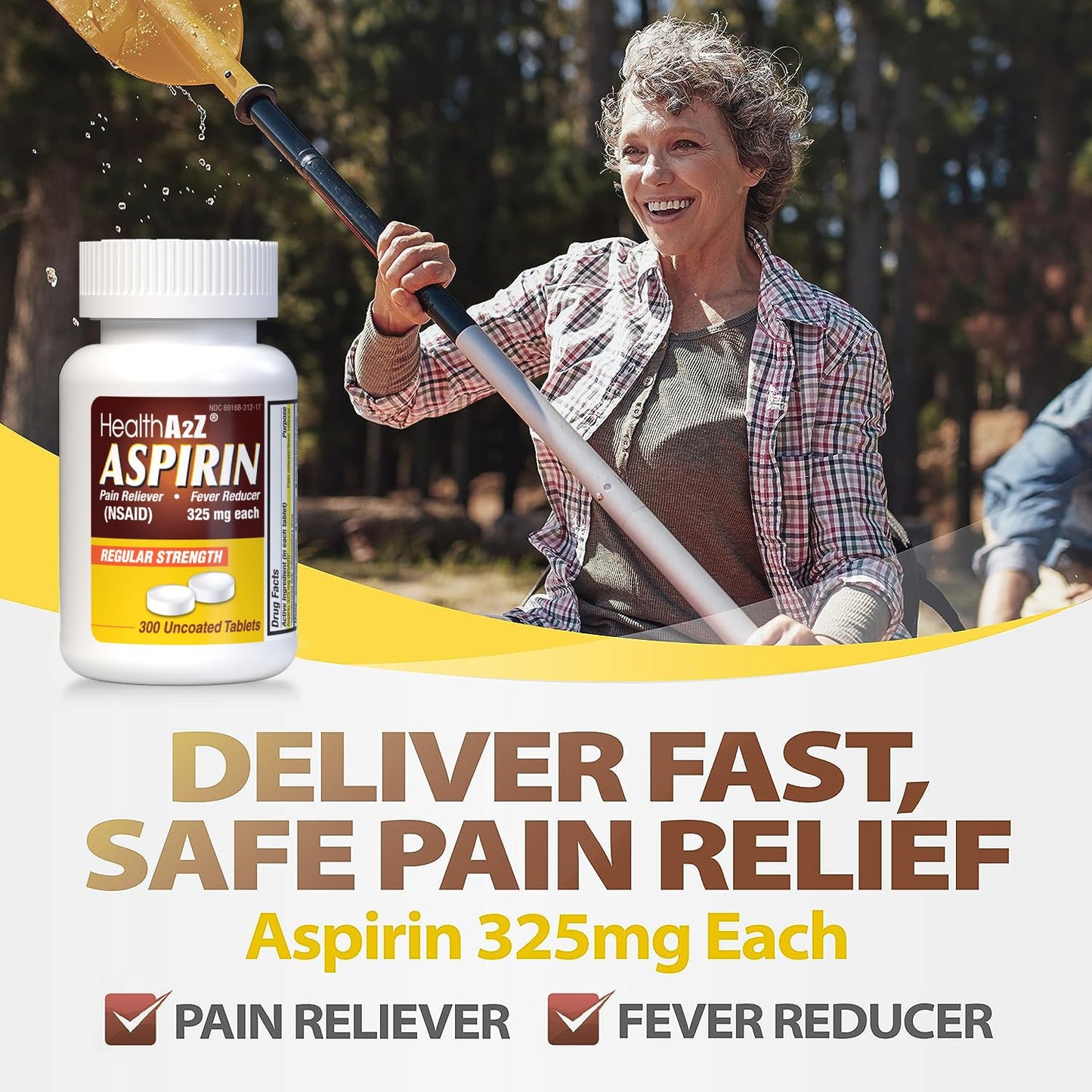 HealthA2Z® Aspirin 325mg | Uncoated Tablets |Original Strength | Pain Reliver | Fever Reducer | Compare to Bayer® Active Ingredients… (300 Counts) (Pack of 2)
