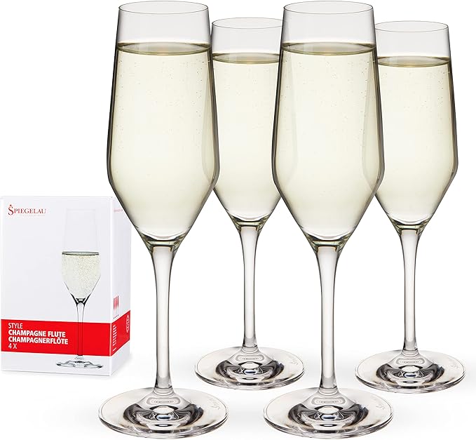 Spiegelau Style Champagne Flutes, Elegant Crystal Champagne Glasses Gift Set, Perfect for Prosecco, Sparkling Rose, Mockta...