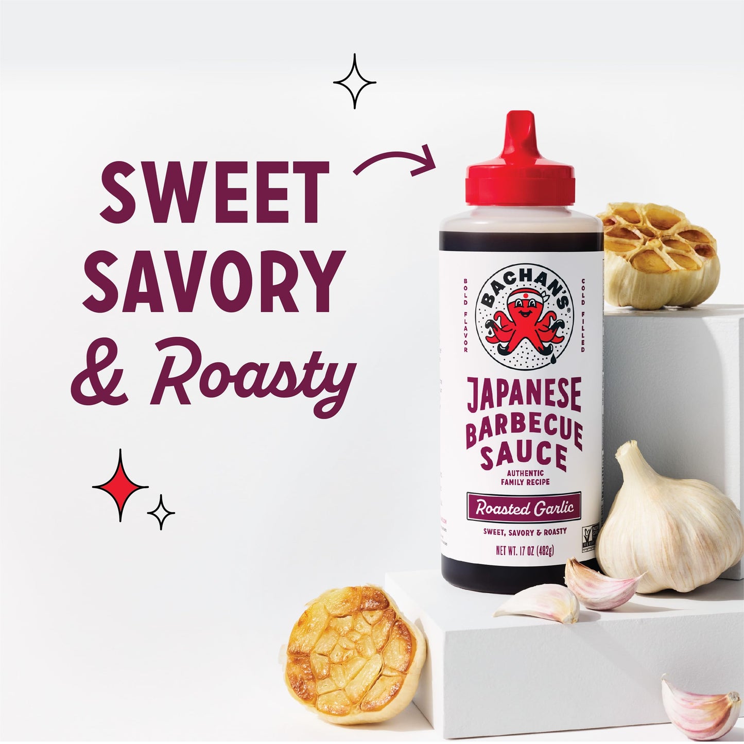 Bachan's Japanese Barbecue Sauce 4 Pack - 1 OG, 1 Sweet Pineapple, 1 Garlic, 1 Yuzu Mini - BBQ Sauce for Wings, Chicken, Beef, Pork, Seafood, Noodles, and More. Non GMO, No Preservatives, BPA free