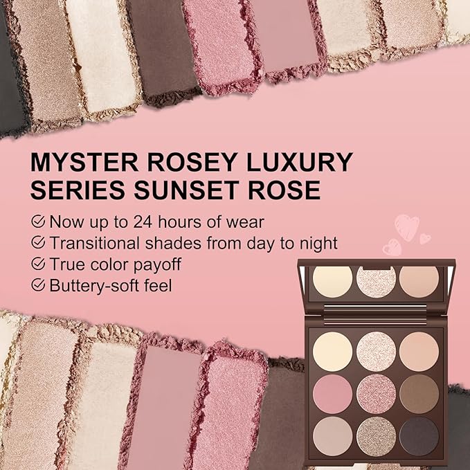 Neutral Eyeshadow palette, Nude eye shadow palette, High-Pigment eyeshadow makeup palette with Mirror, Long-lasting Wear, Vegan, Cruelty-free - 0.5oz