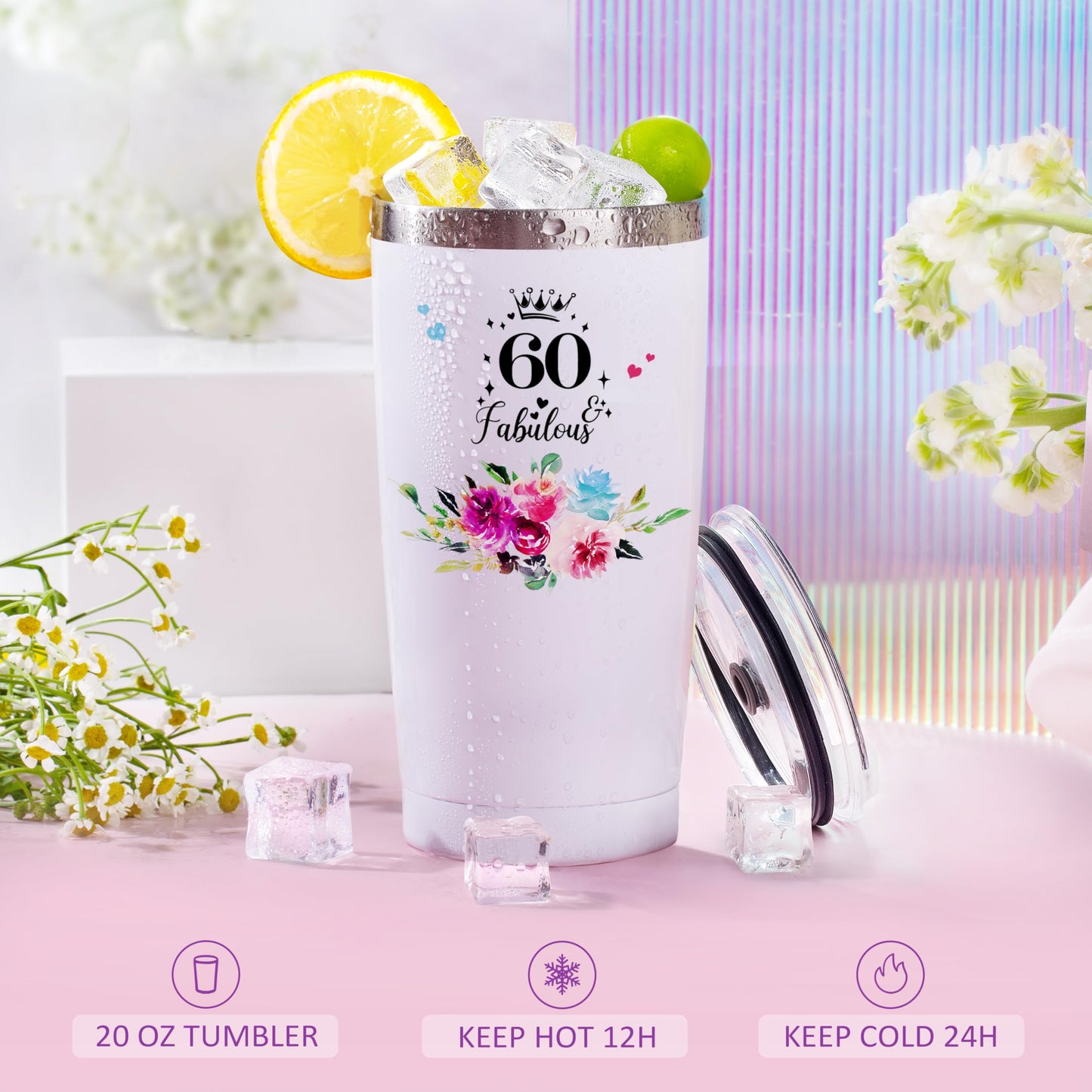 ShinnyWis 60th Birthday Gifts for Women,Happy 60th Birthday Gifts for Her Friends Mom Wife Sister Coworker,Tumblers Gifts Set for 60 Year Old Women,Funny 60 Birthday Gifts Ideas