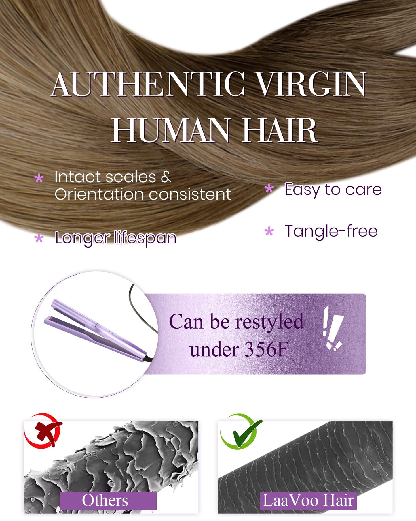 LaaVoo U Tip Hair Extensions Human Hair Ombre Brown to Light Brown Mix Golden Brown K Tips Hair Extensions Human Hair Ombre Fusi