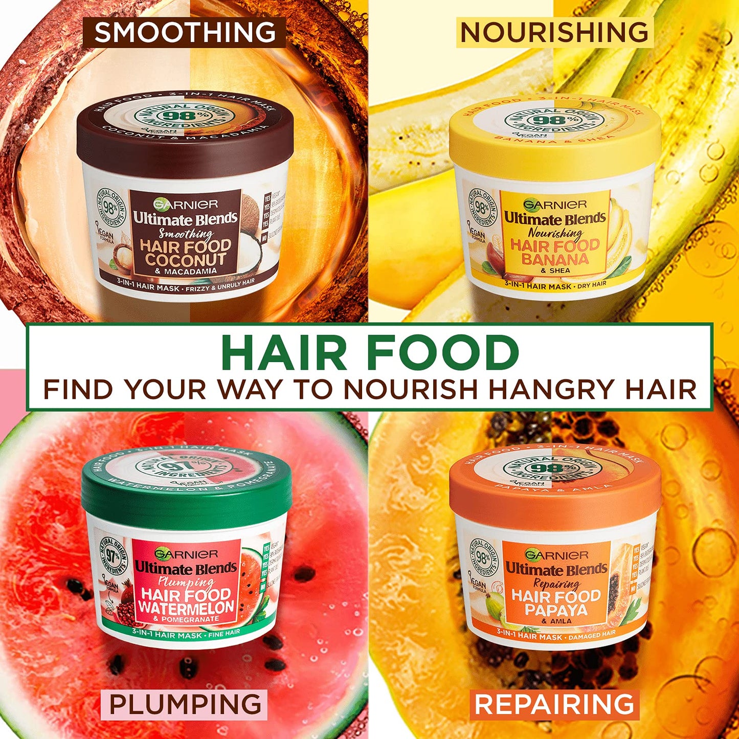 Garnier Ultimate Blends Hair Food Papaya 3-in-1 Damaged Hair Mask Treatment 390ml