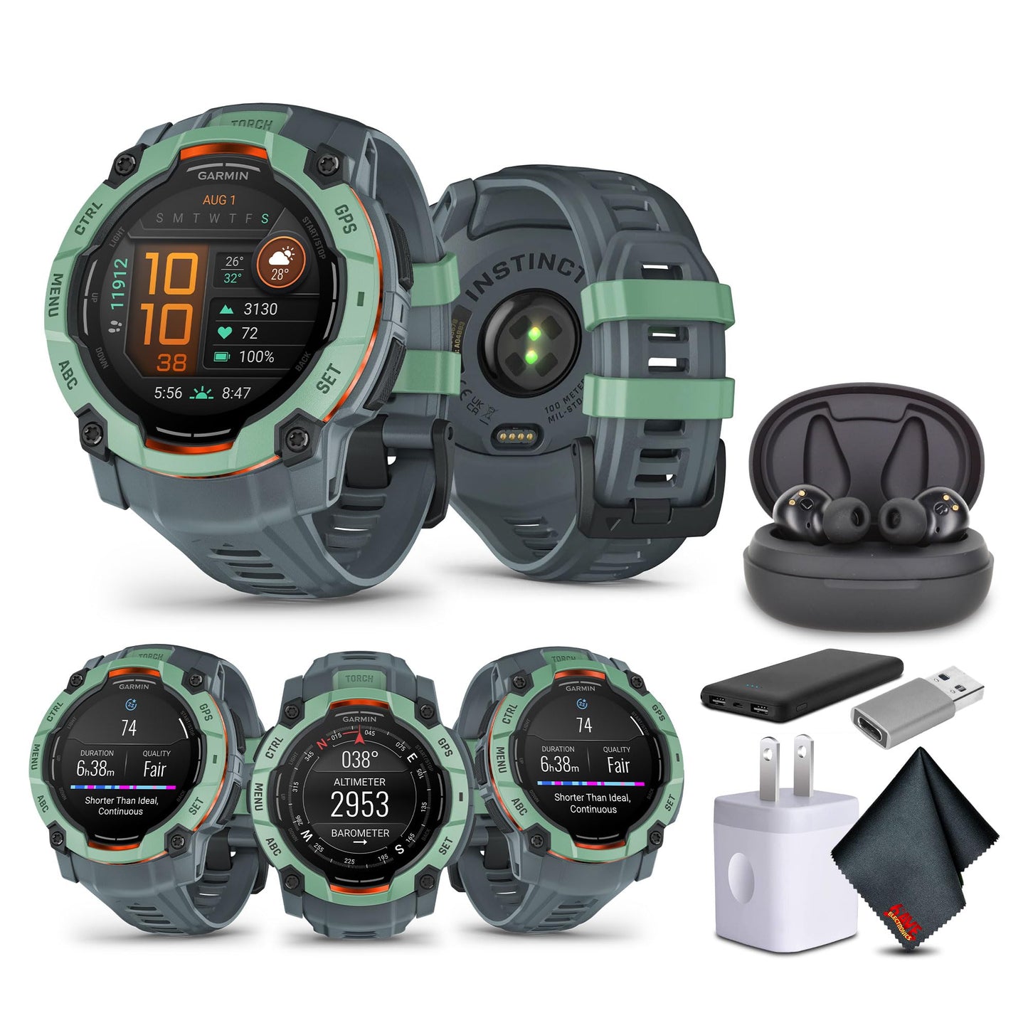 Garmin Instinct 3 50Mm Amoled Outdoor Gps Smartwatch, 24/7 Health Monitoring, 24 Days Of Battery Life, Built-In Flashlight, Neo