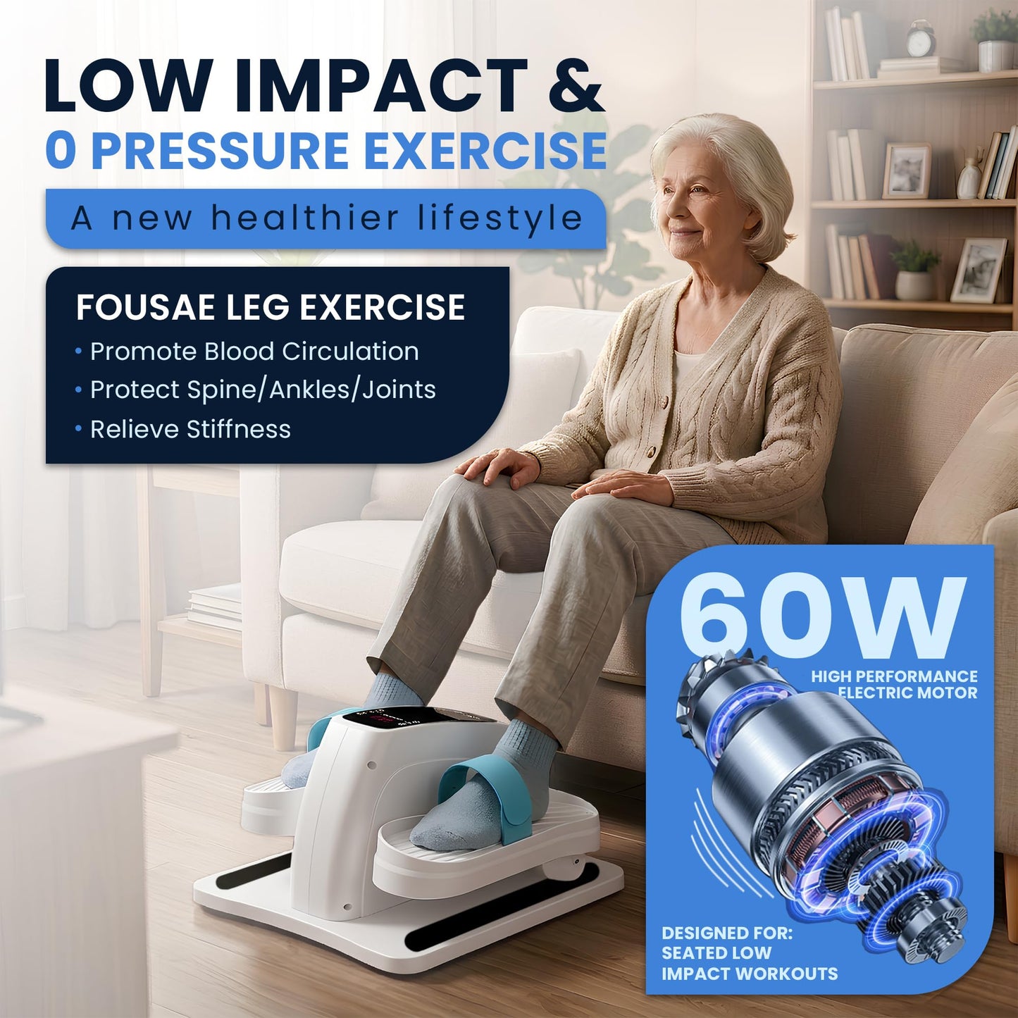 Under Desk Elliptical Machine – Electric Seated Pedal Exerciser for Seniors & Adults, Quiet Ellipse Leg Exerciser with 12-Speed Corded Electric Control, Remote, LCD Foot Pedals for Home Office Workout