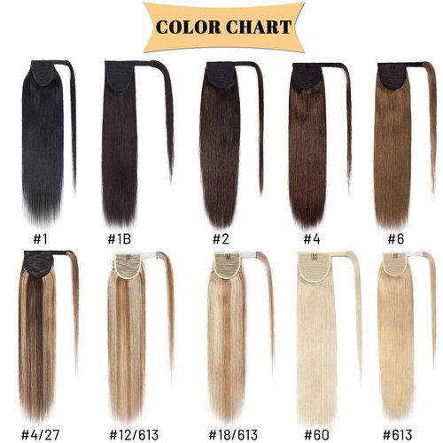 S-noilite Ponytail Extension Human Hair Wrap Around Black Clip in Pony Tail Hair Pieces with Magic Paste Clip on Ponytails Hair for Women 18inch 90g-Jet Black