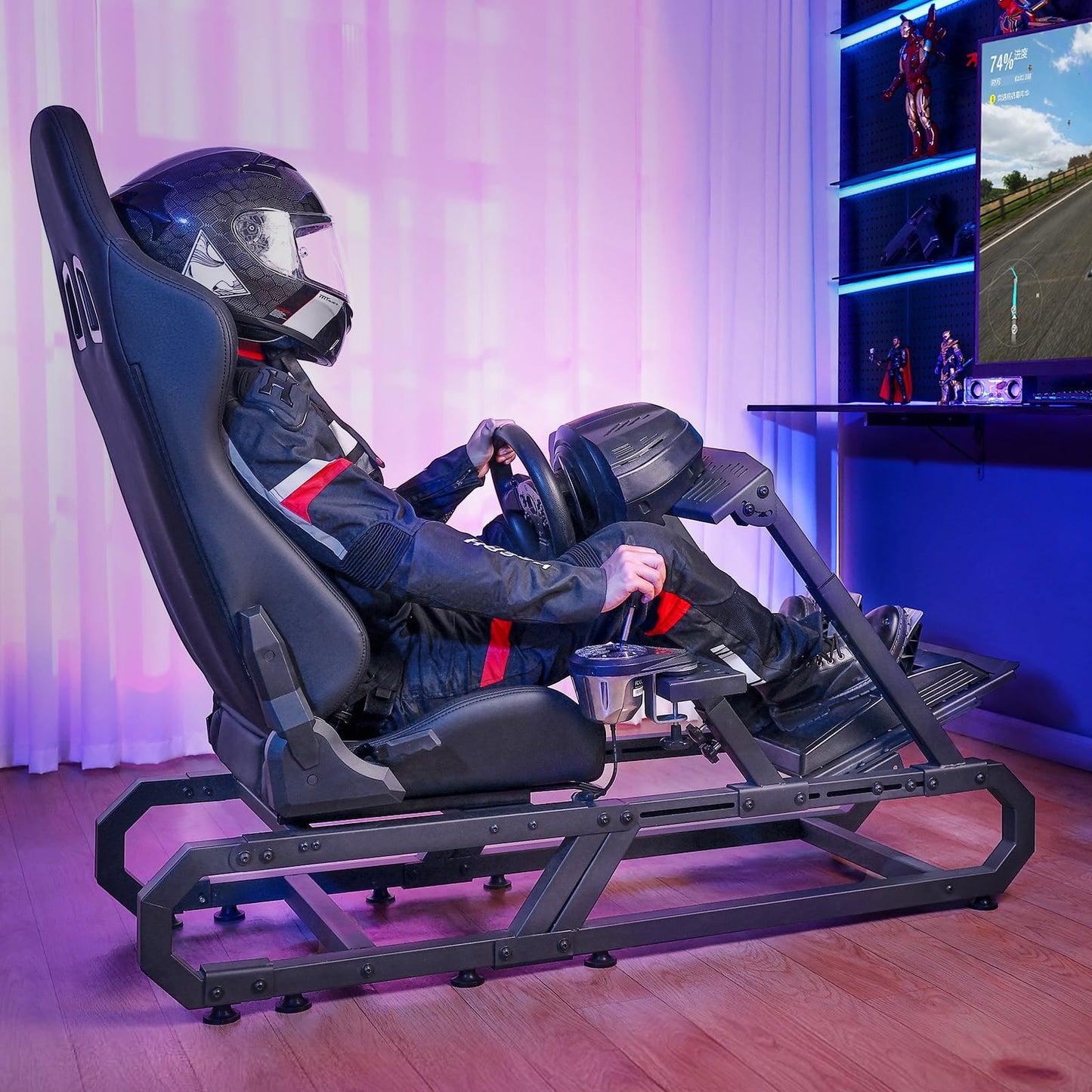 VEVOR Gaming Racing Wheel Stand, Compatible with Logitech G923/G920/G29 & Thrustmaster T248P, Heavy-Duty Adjustable Steering Wheel Stand Cockpit, 330 lbs Capacity, Compact for Sim Racing