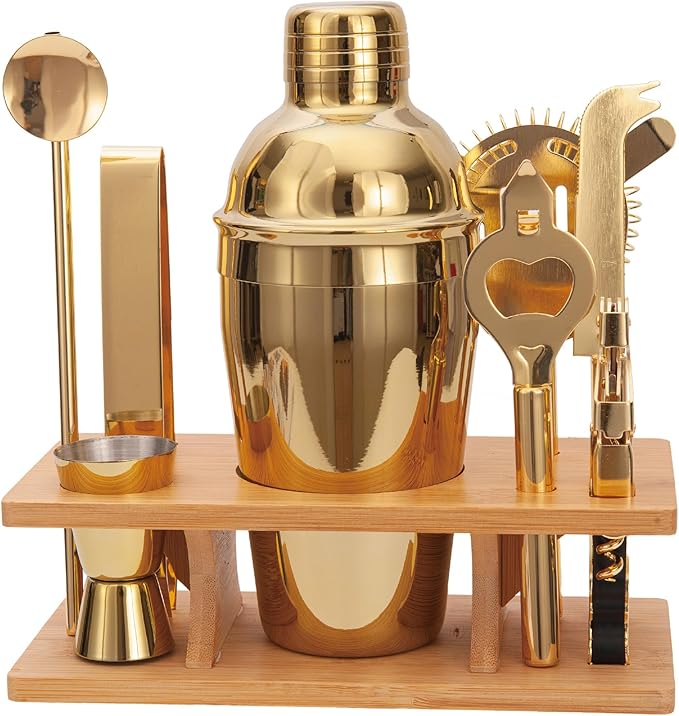 JNWINOG 9Pcs-Cocktail Shaker Set Bartending Kit Cocktail Bar Set Cocktail Mix Drink Making Kit Professional Bar and Home D...