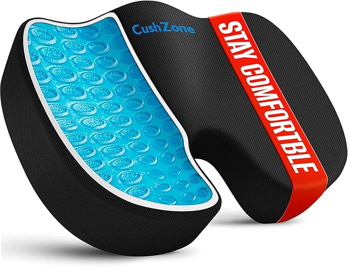 Office Chair Seat Cushion, Cooling Gel Enhanced Memory Foam Cushion for Long Sitting - Back, Sciatica, Coccyx, Tailbone Pa...