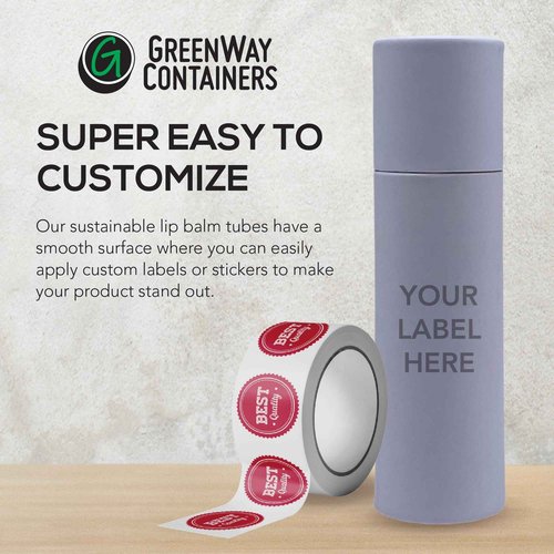 GreenWay 0.3oz / 8.5g Kraft Paperboard Lip Balm Tubes with Lids - 100 Pack Lip Gloss Tubes Refillable DIY Cosmetic Containers - Lip Balm Containers Chapstick Tubes Empty Holder Tubes - Black