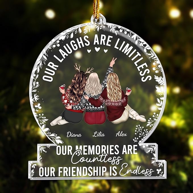 Macorner Personalized Friends Ornament, Our Memories are Countless, Our Friendship is Endless, Best Friend Ornaments for Christmas Tree Decorations Friendship Gifts for Friends Female Women