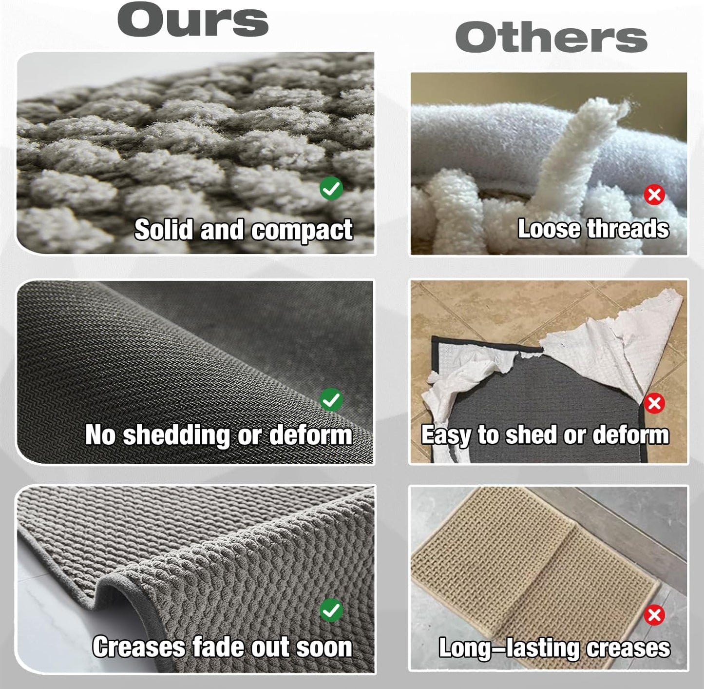 Bathroom Rugs Non Slip Washable, Super Absorbent Thin Bath Mat Small Quick Dry Low Pile Bathroom Rug, Light Grey 20"x30"