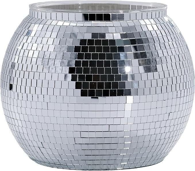 Wittolins Disco Ice Bucket for Cocktail Bar, Mirror Silver Disco Ball Decor, Retro Party Accessories, 8.8 Inch Theme Party...