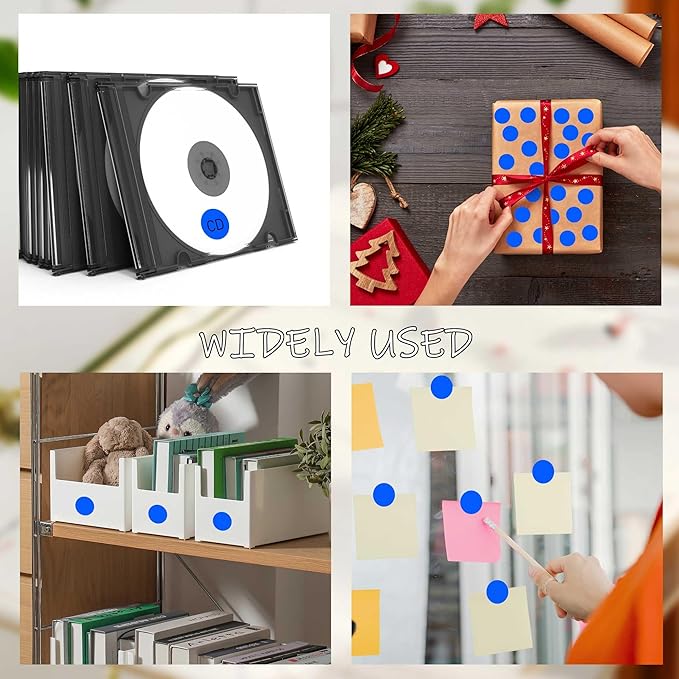 0.75 Inch 4 Rolls of 4000 Colorful Dots Sealing Stickers,3/4"Round Permanent Adhesive Color Coding Labels,Blue Dots Stickers for Home Decorative, Storage Bins, Moving Containers & Organization