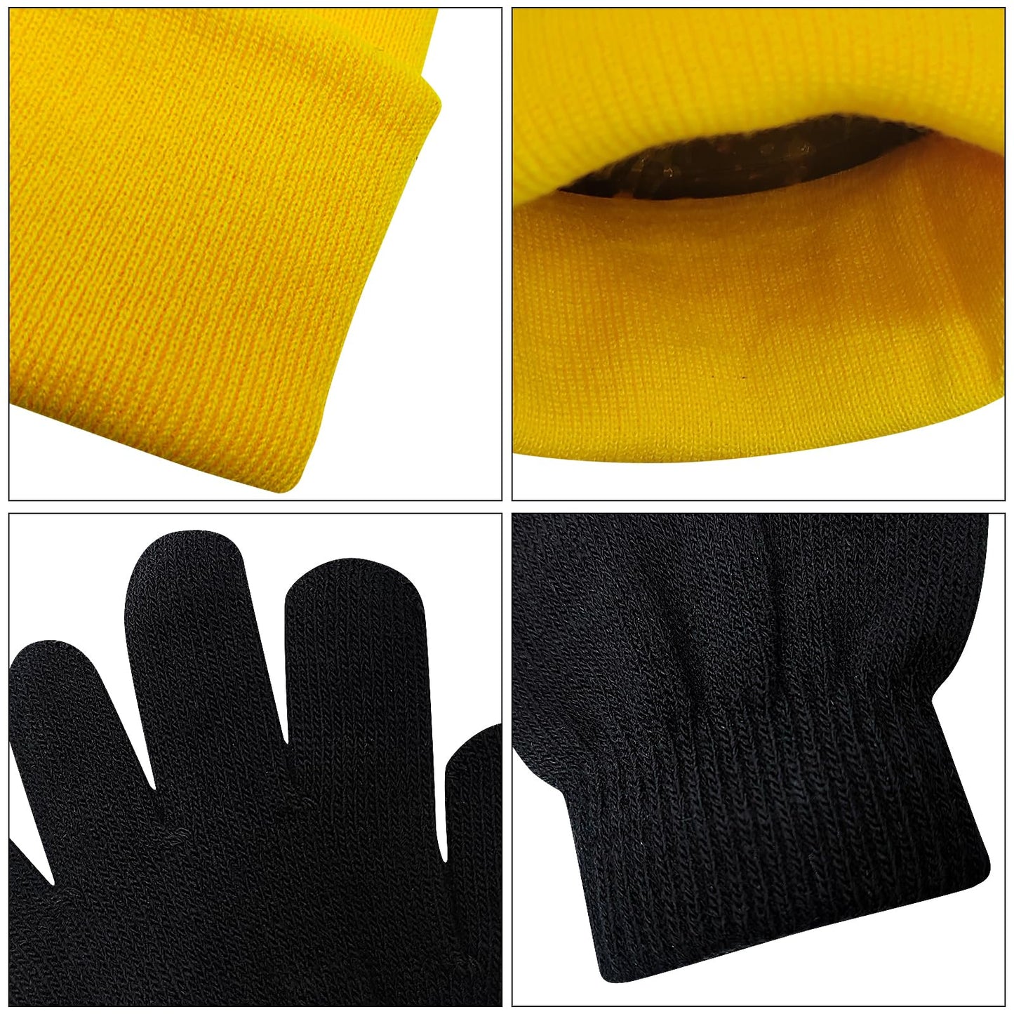 ATAMET 5 Pcs Halloween Costume Accessories Adults-T-shirt/Yellow Beanie hat/Goggles/Gloves/Suspenders Dress Up for Halloween (Yellow, XX-Large)