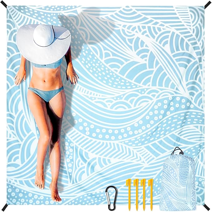 AISPARKY Beach Blanket Waterproof Sandproof Quick Drying Beach Mat Extra Large Outdoor Picnic Blanket for Travel Camping H...