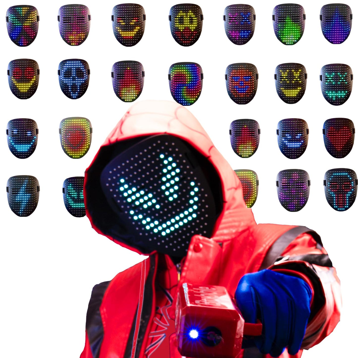 Foggizo LED Mask Halloween, LED Mask for Kids, 50 Face Options, Great Gift for Boys Girls, Toy for Halloween Christmas Party