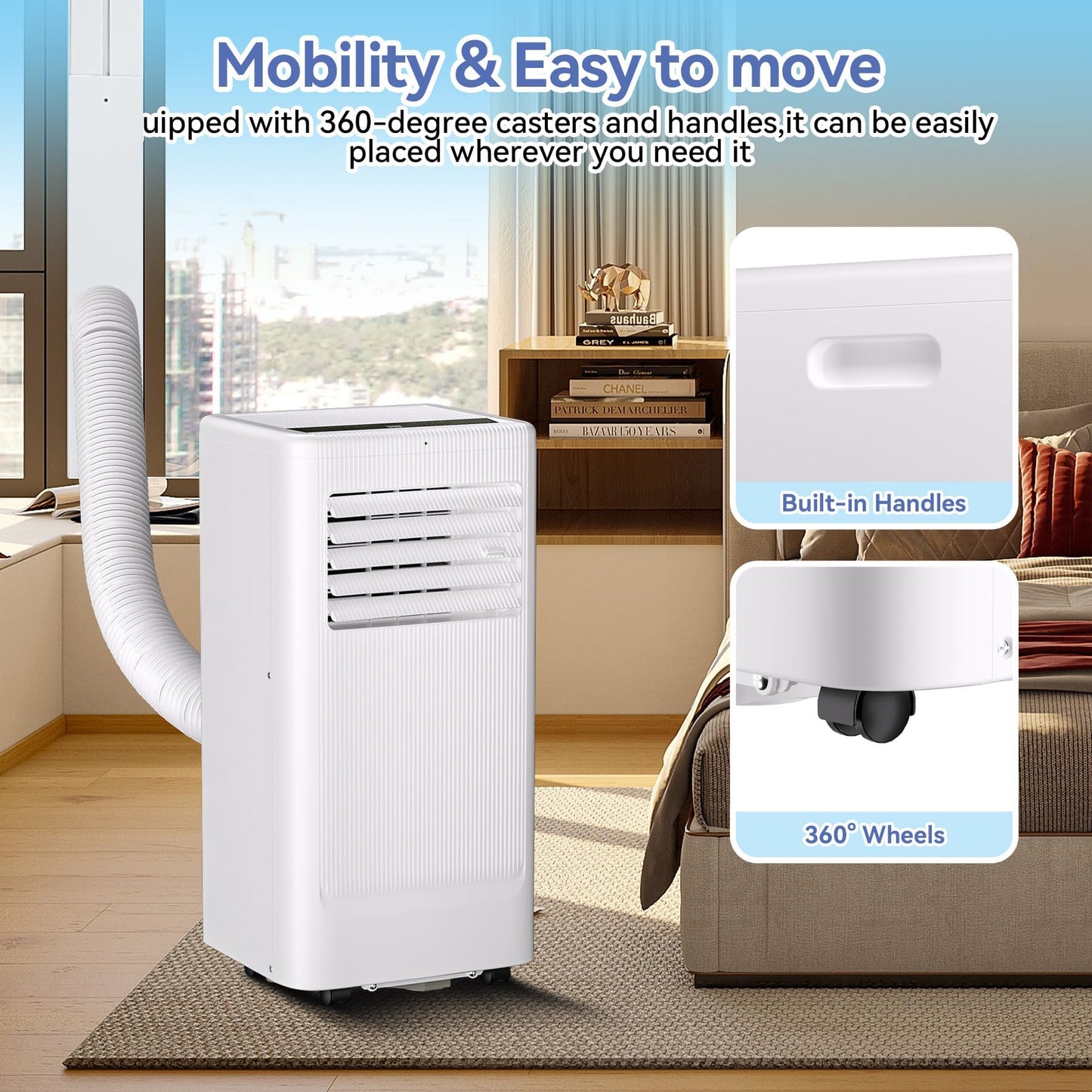 GarveeHome 8000 BTU Portable Air Conditioner - 3 in-1 Cooling Unit with Remote, LED Display & 24H Timer, Free Standing AC for Rooms Up to 350 Sq.Ft