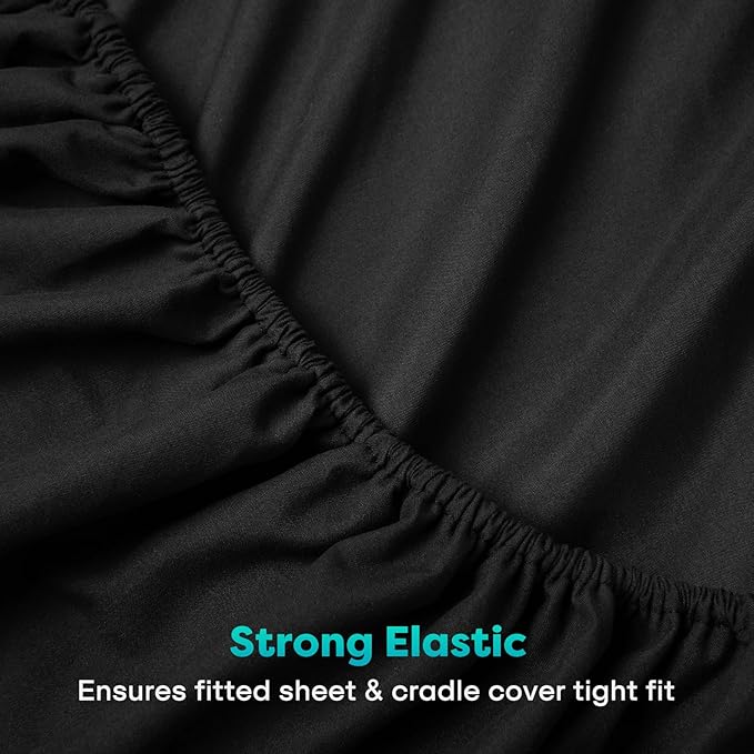 Comfyanno Massage Table Sheets Sets, 3 Pcs Professional Microfiber Massage Bed Cover Sheets, Soft, Light-Weight, Stain & Wrinkle Resistant, Includes Flat & Fitted Sheet, Face Cradle Cover - Black