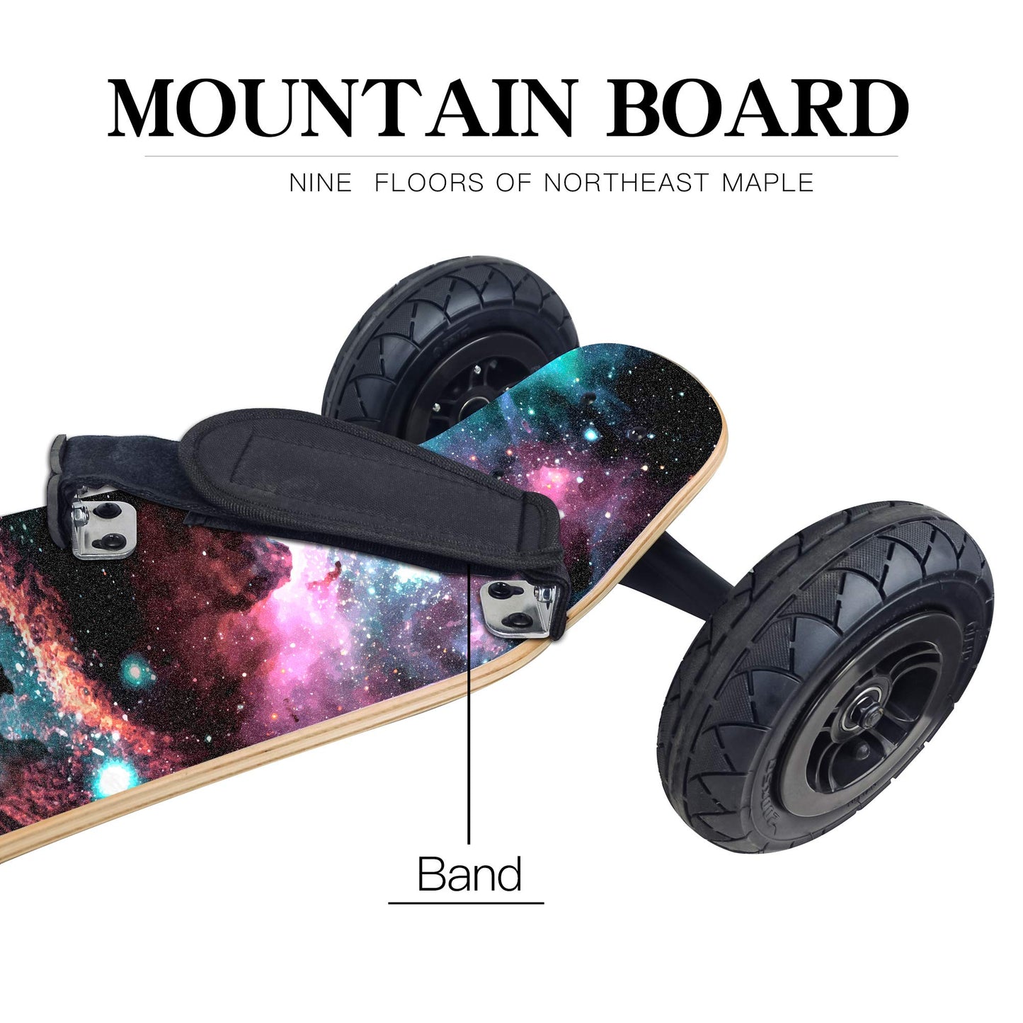 Losenka No-Electric MountainBoard, All Terrain Cross Country Skateboard Mountain Board for Adults Teens, Including Tool, Skateboard Bag, Eraser, Protective Gear, Foot Strap.