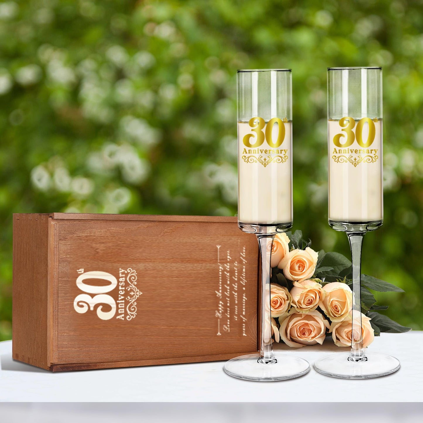 JNDJE 30th Wedding Anniversary for Couple, 30th Anniversary Champange Glasses for Parents, 30th Wedding Anniversary Champange Flute Gift for Grandparents, 30 Years of Anniversary Present