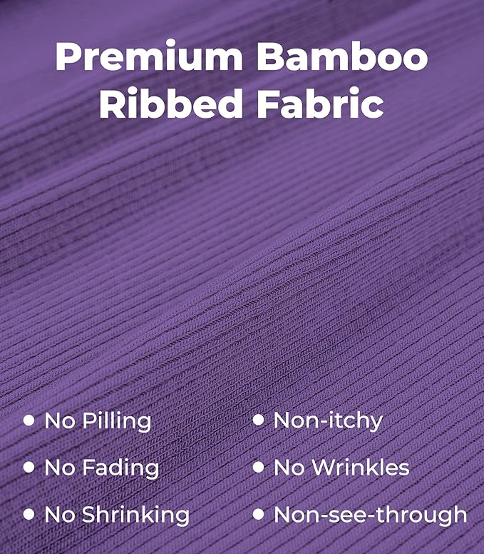 NACHILA Pajamas for Women-Viscose from Bamboo, Ribbed Racerback Tank Top Sexy Split Shorts Pajama Sets Cooling Sleep Cami Pjs
