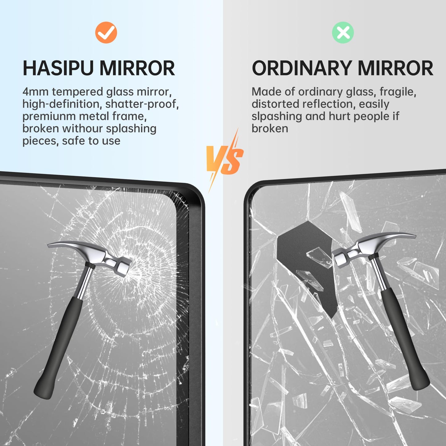 Hasipu 2 Pack 24x36 Inch Bathroom Mirror for Wall, Large Black Metal Frame Vanity Mirrors with Rounded Corners, Tempered Glass for Double Sink, Modern Farmhouse Decor