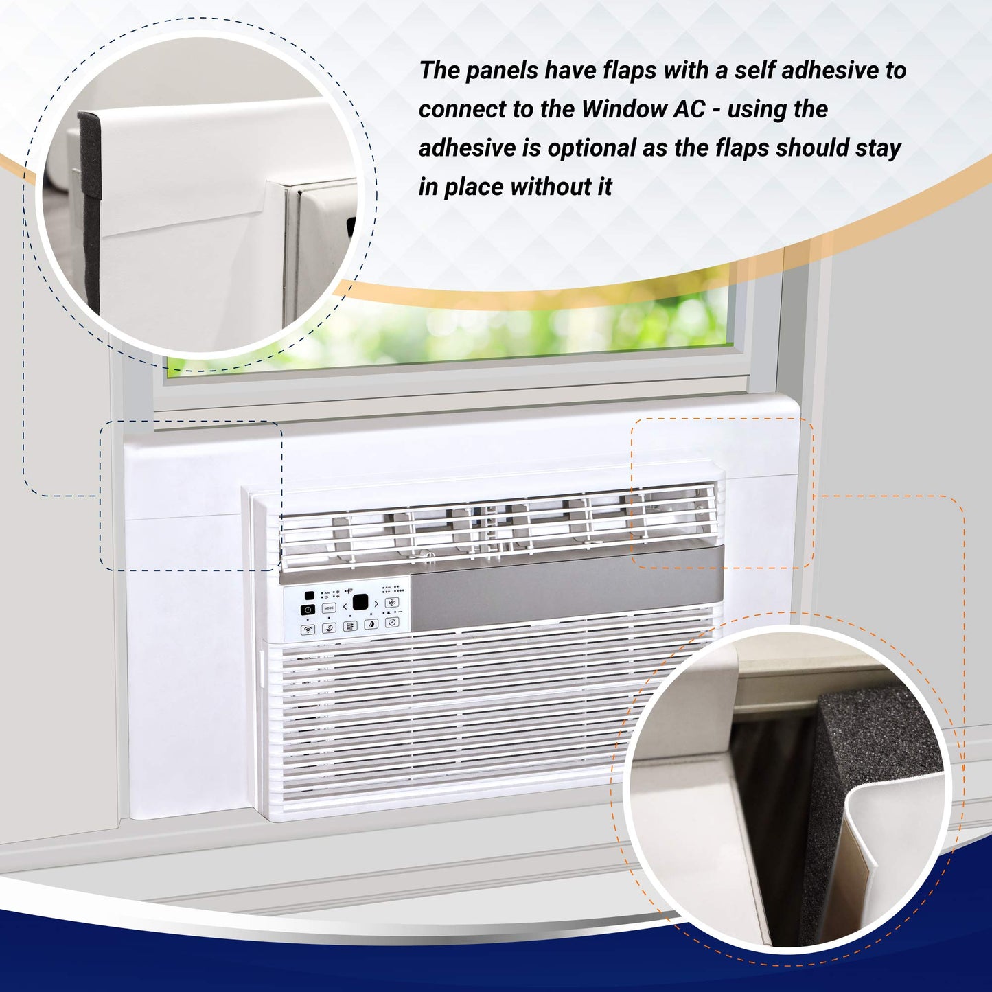 Breeze Stop Surround Insulation Side Panels White for Window AC Unit Indoor Air Conditioner Cover for Winter and Summer