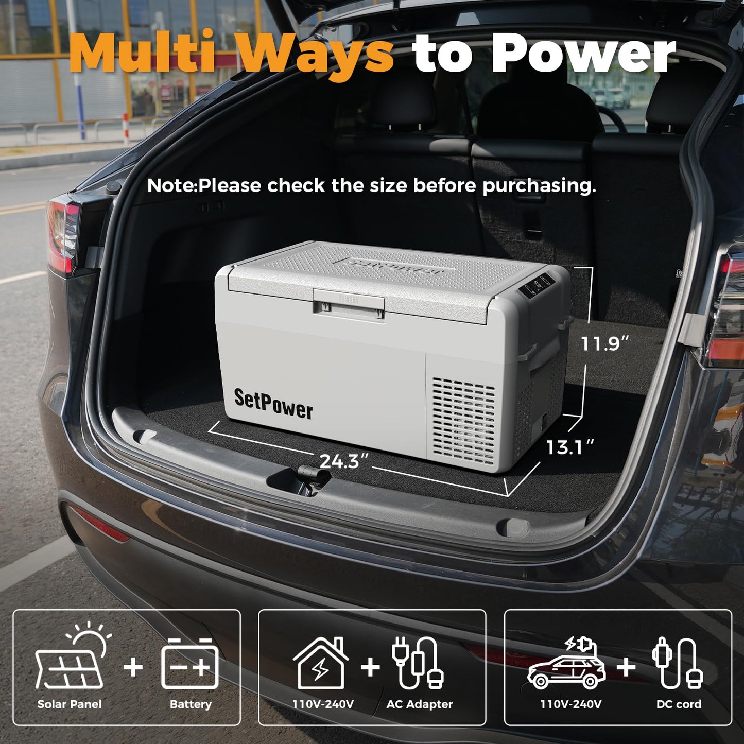 Setpower 12V Refrigerator 50 Hours Backup Cooling 21 Quart 12V Coolers for Vehicles Portable Freezer for Travel Car Fridge Electric Cooler for Car Camping Truck Van RV SUV Road Trip (RF20,Grey)