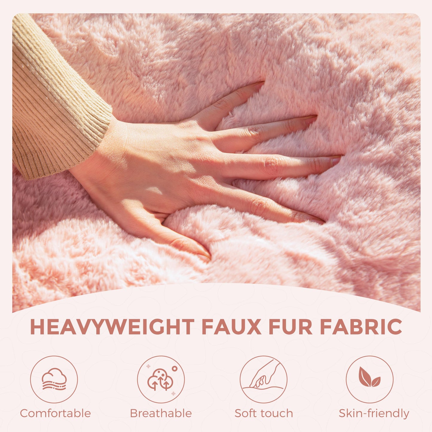 MAXYOYO Bean Bag Chair, Comfy Pebble Shaped Single Bean Bag Sofa for Adults, Stuffed Floor Sofa with Supportive Backrest & Armrests, Modern Faux Fur Accent Chair for Living Room & Bedroom, Pink