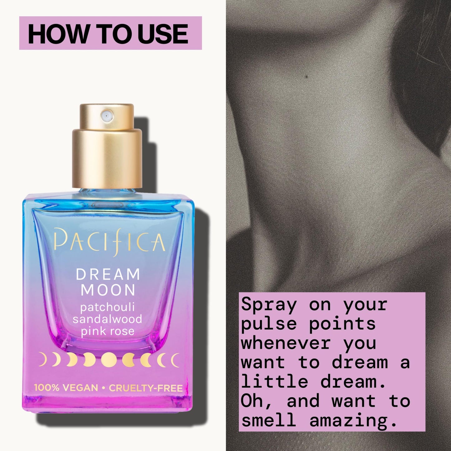 Pacifica Dream Moon Womens Spray Perfume 1 fl oz – Long-Lasting Floral Woody Fragrance for Her - Rose, Patchouli, Sandalwood – 100% Vegan, Cruelty-Free, Phthalate-Free Fragrance