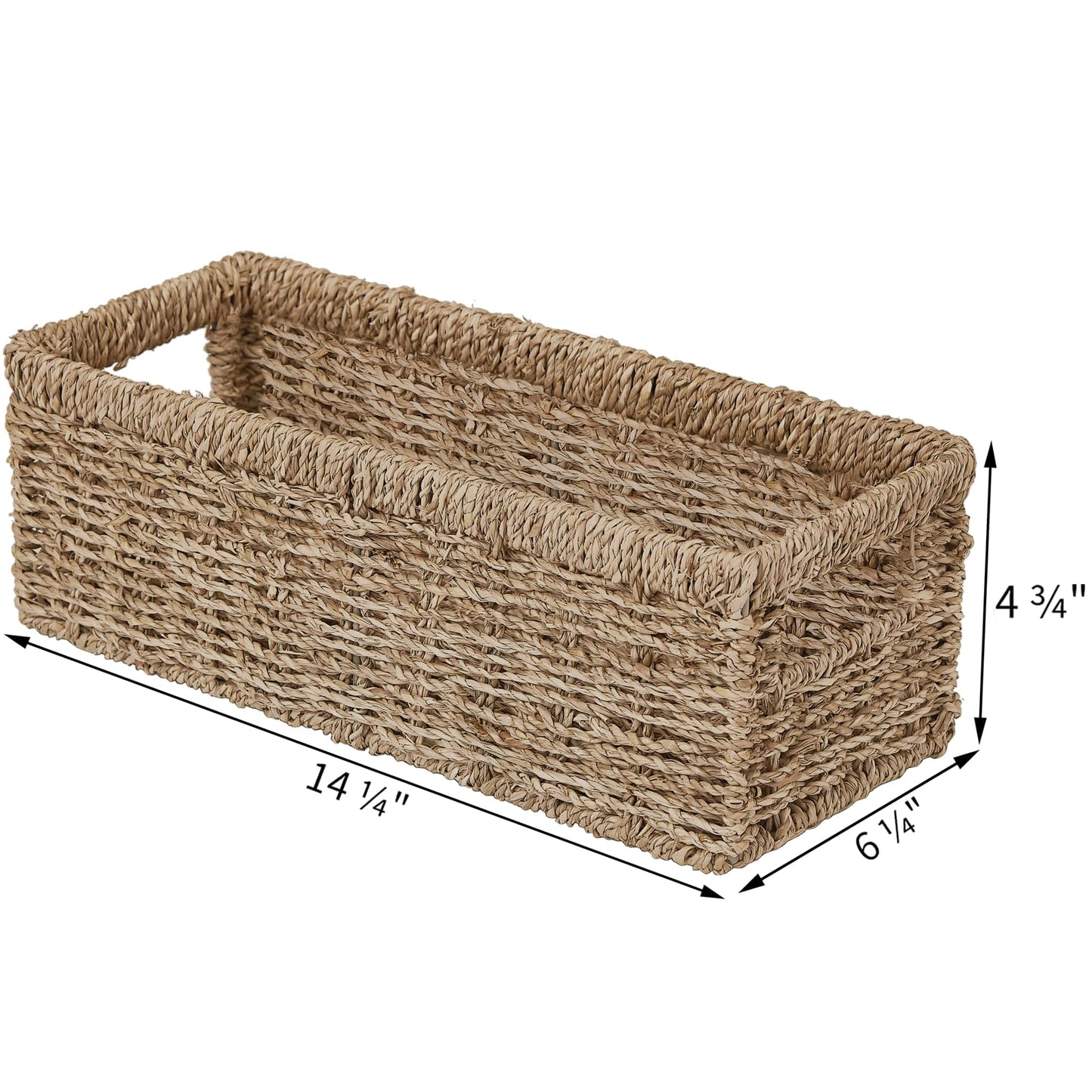 Vagusicc Wicker Storage Basket, Hand-Woven Seagrass Wicker Baskets with Handles, Toilet Paper Basket for Toilet Tank Top, Small Wicke Baskets for Organizing Shelves, 2-Pack, Seagrass