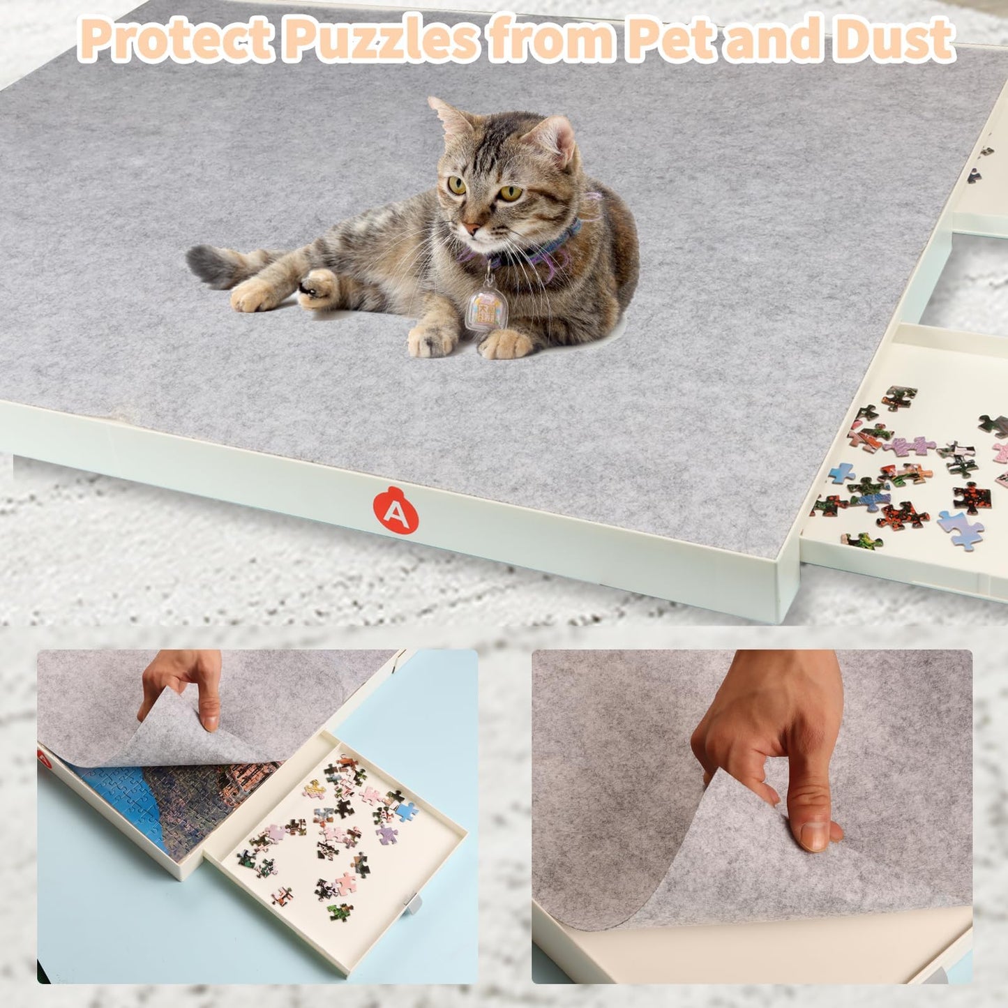 1500 Pieces Puzzle Board with Drawers and Cover,35"x27"Portable Jigsaw Puzzle Table for Adults Puzzle Tables with Drawers