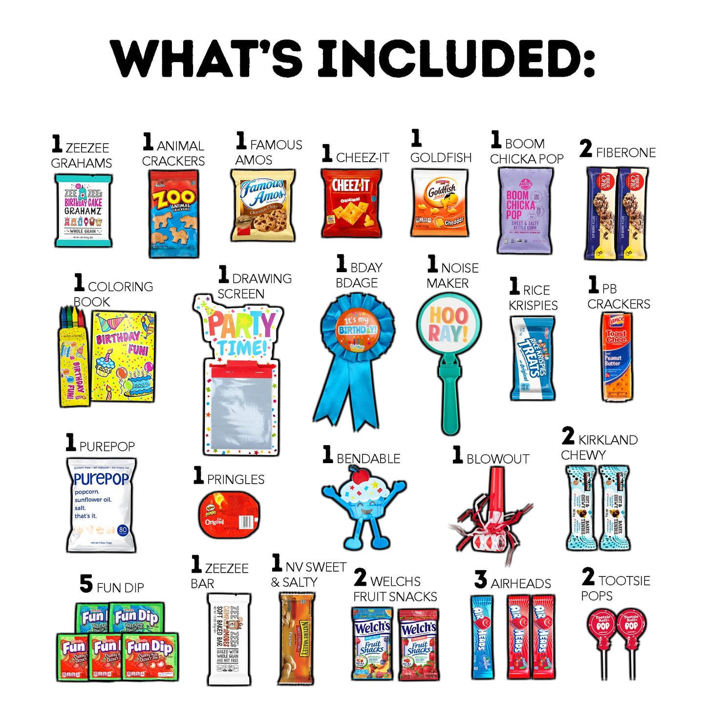 Birthday Care Package (50 Count) Snacks Food Cookies Bar Chips Party Variety Gift Box Pack Assortment Basket Bundle Mix Treat College Students Kids Teens