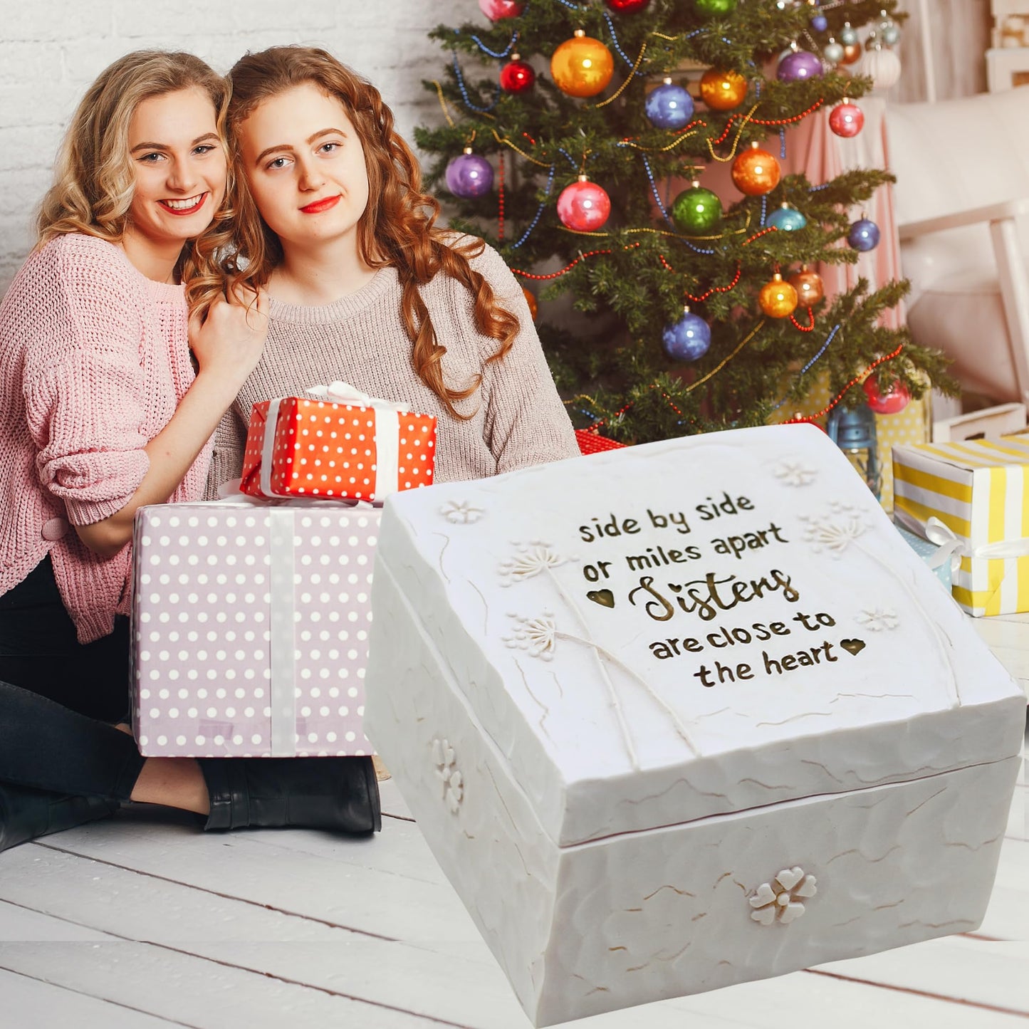 Sister Birthday Gifts - Mothers Day Birthday Gifts for Sister, Big Sister Gifts for Girls, Sisters Gifts from Sister, Sister in Law Gifts, Soul Sister Gift for Women Hand-Painted Keepsake Box