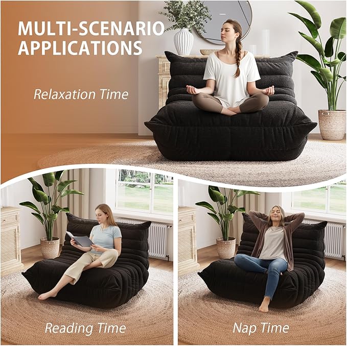 Selyteramy Oversized Bean Bag Chairs for Adults, Giant Beanbag Chair with Memory Foam, Comfy Lounge Chair Lazy Sofa for Apartment, Living Room, Bedroom, Office(Teddy Fabric)