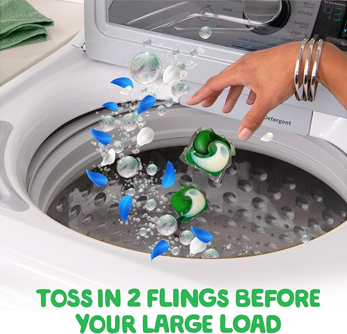 Gain Flings Ultra Oxi Laundry Detergent Pacs, 76 Count, Waterfall Delight Scent, 3-in-1, HE Compatible