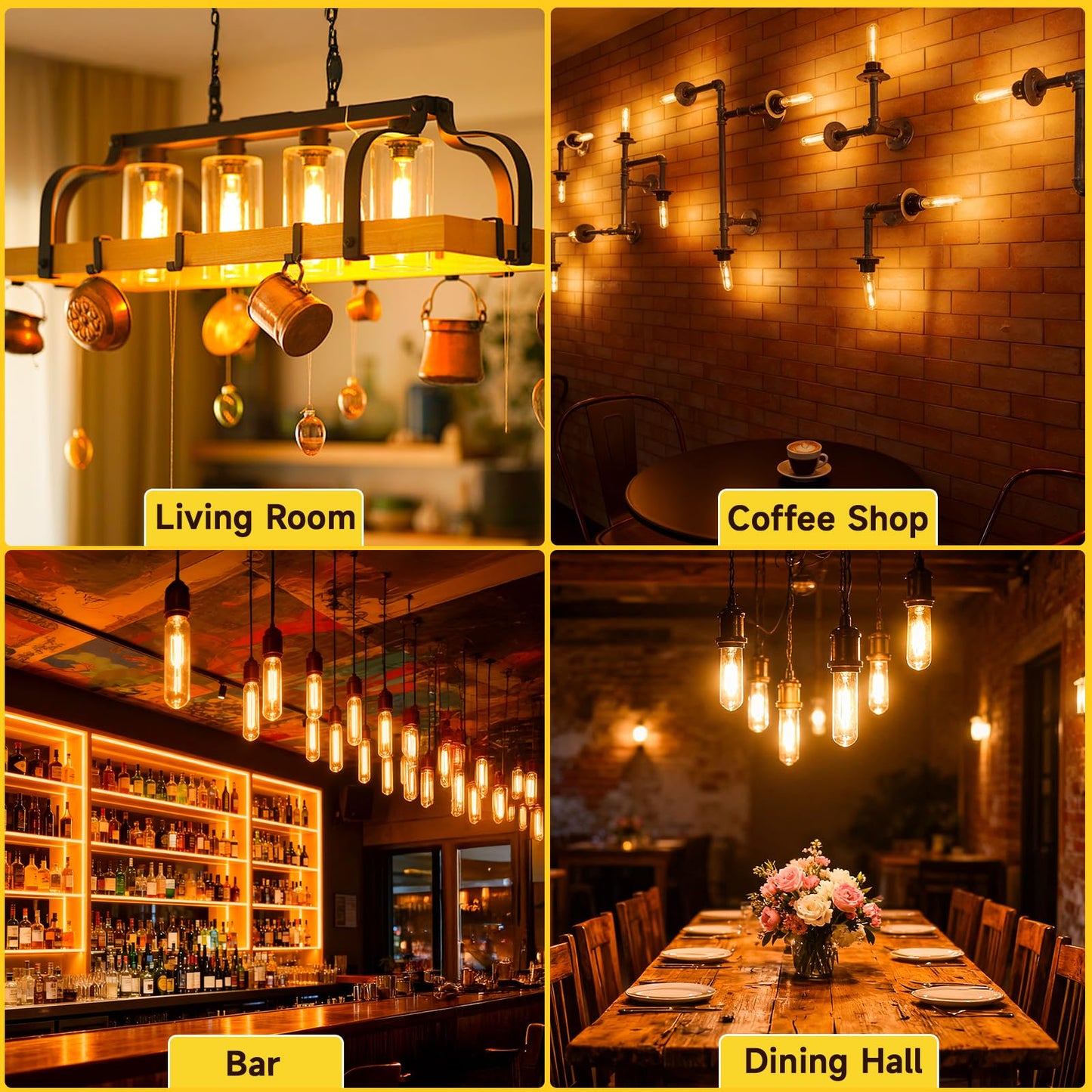 Blakapoo T10 Tubular Light Bulbs 25 Watt Incandescent Light Bulb,T10 Bulb,120V 25W 2200K Tube Light Bulbs E26 Medium Base Dimmable for Vintage Style Showcase,Curio Cabinet,Chandeliers Pack of 2