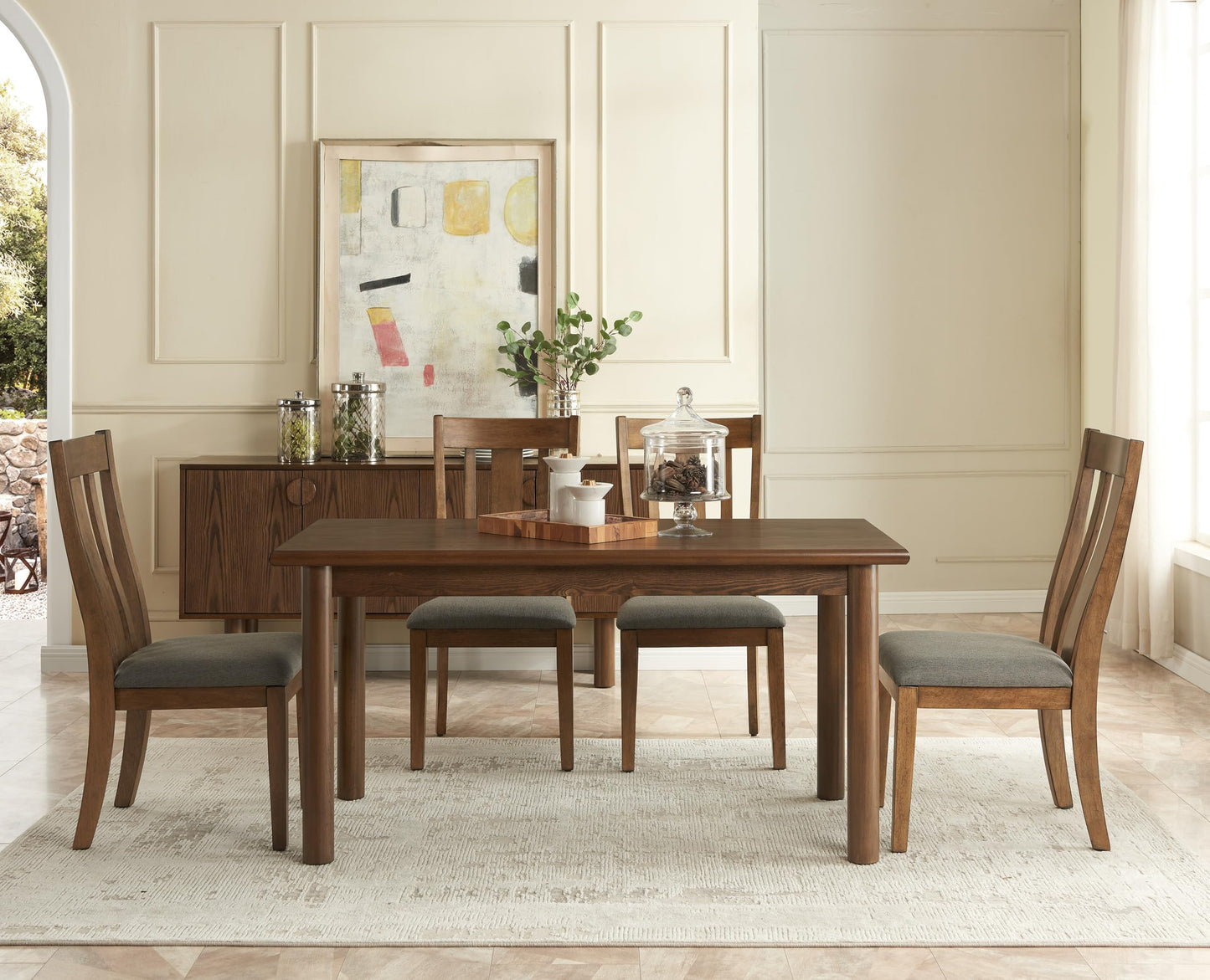 EASTALOLO 60" Rectangular Dining Table for 6 Person, Retro Kitchen Table, Wooden Dinner Room Table with Solid Wood Legs, for Home Kitchen Restaurant Living Room