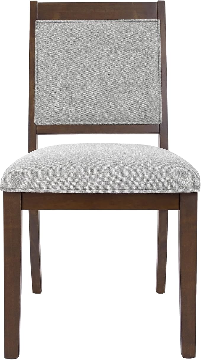 HomePop Open Back Upholstered Wood Frame Dining Chairs - Gray Solid Woven (Set of 2)