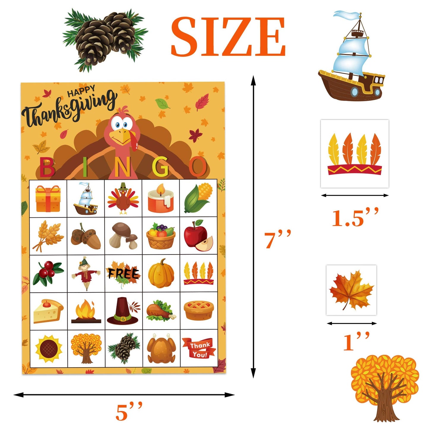 Happy Storm Thanksgiving Games for Kids, Bingo Cards 24 Players Thanksgiving Crafts for Kids Fall Festival Games Friendsgiving Party Favors Supplies Activities Gifts