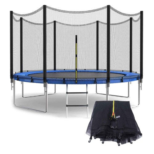 SUOGROLI Trampoline Safety Net, 4/4.6/5/6/8/10/12/13/14/16FT Garden Trampoline Replacement Fences, Kids Protective Net,427cm-8Poles-14ft,Black