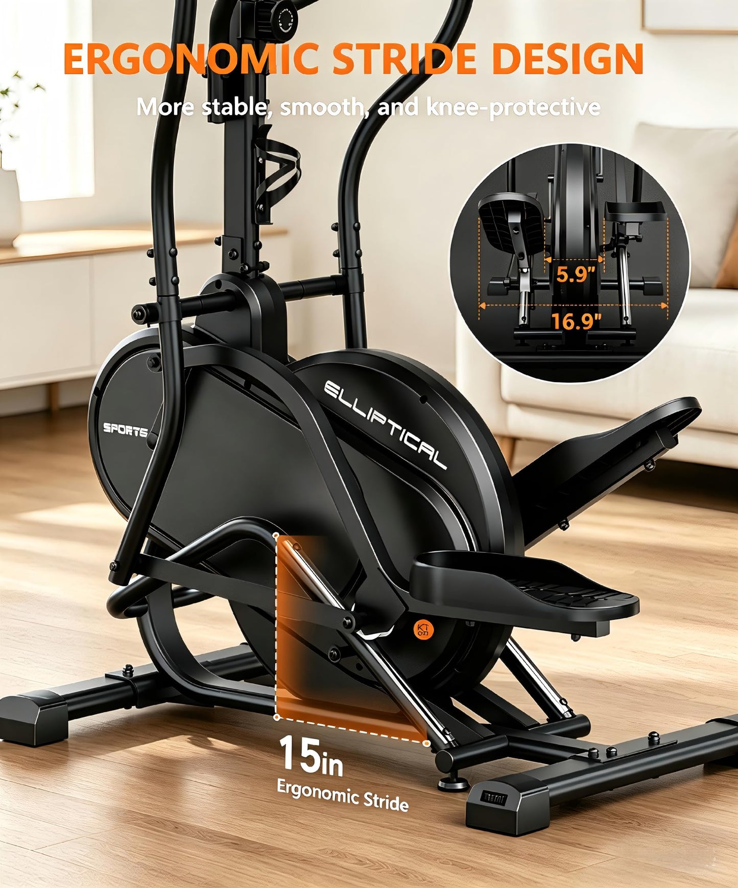 THERUN Elliptical Exercise Machine, Cardio Climber Elliptical Machine for Home, Stair Stepper Elliptical Training Machines w/ 13LBS&18LBS Flywheel, 16 Levels Resistance (13LBS Flywheel Grey)