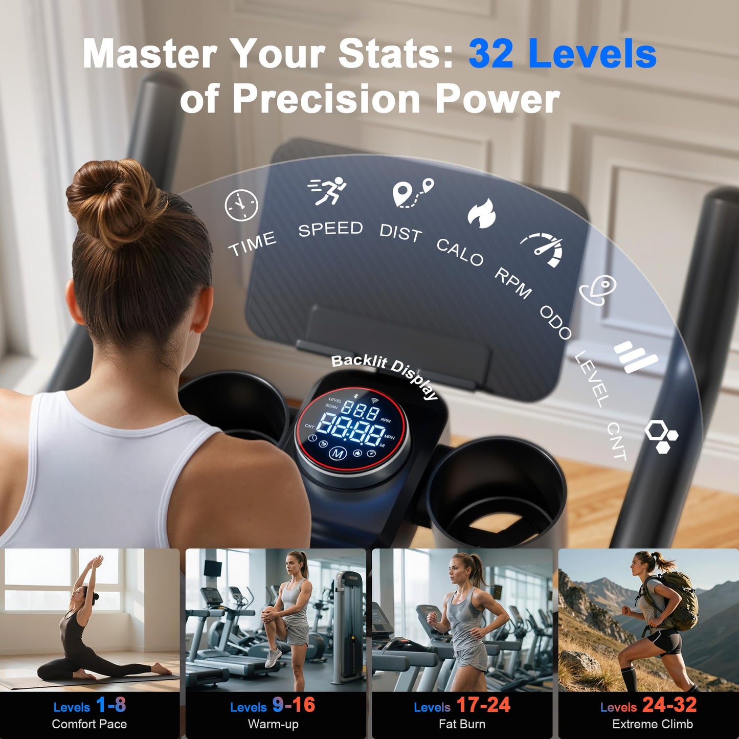 Lacuffy Indoor Cycling Bike - 32-Level Magnetic Resistance Stationary Exercise Bike with Adjustable Seat & Handlebars, Silent Belt Drive for Home Cardio (Fits Users 5'1" to 5'11", 300lbs Capacity)