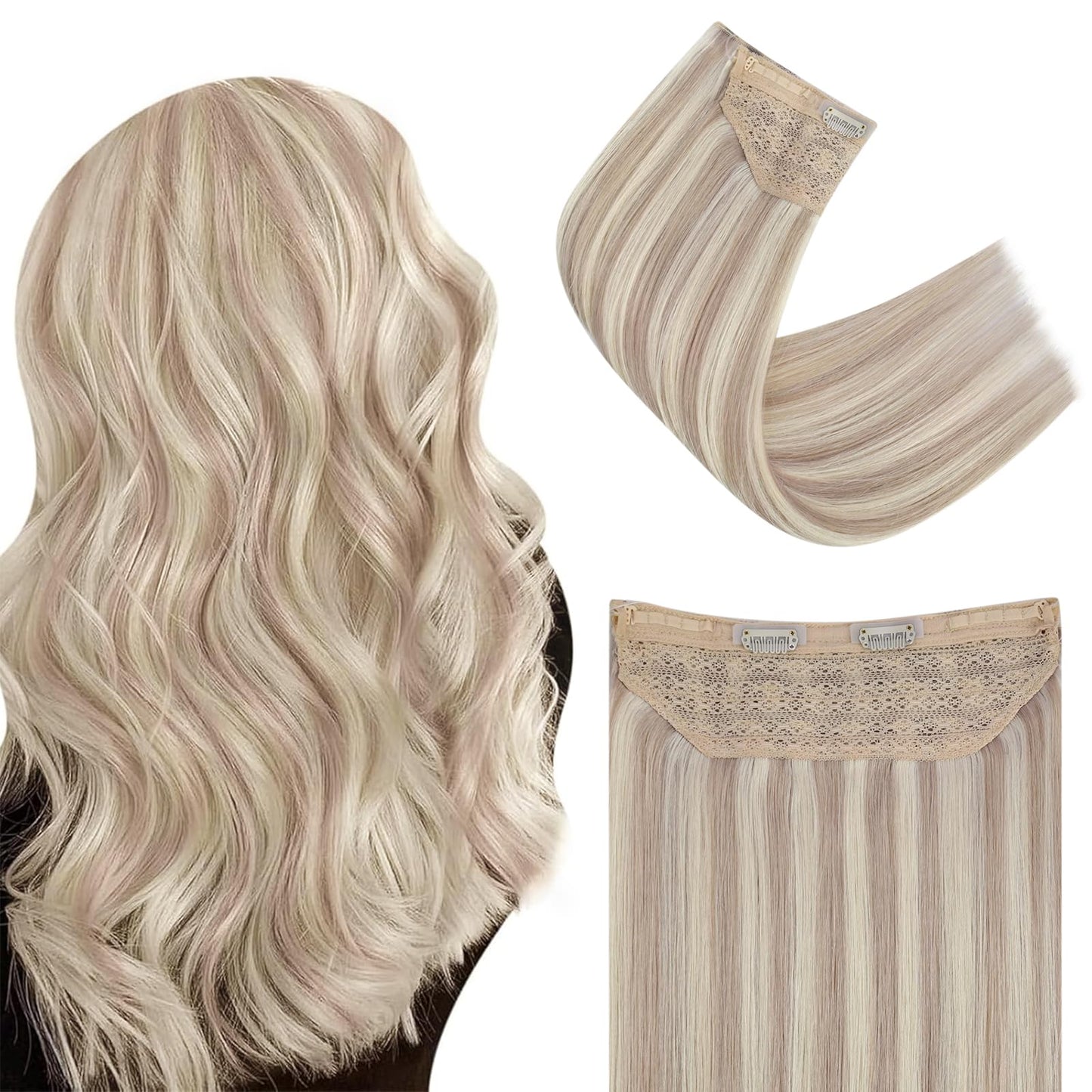 Easyouth Invisible Wire Hair Extensions Highlights Wire Hair Extensions Real Human Hair Ash Blonde Highlights Bleach Blonde Hair
