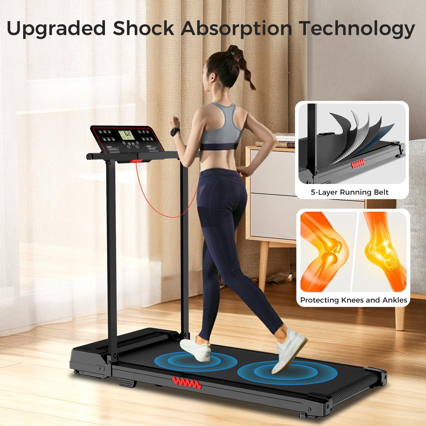 Portable Treadmills for Home, Compact Treadmill with Handles, 3.0HP Walking Pad Treadmill with Removable Desk Workstation, Running Machine for Home Office