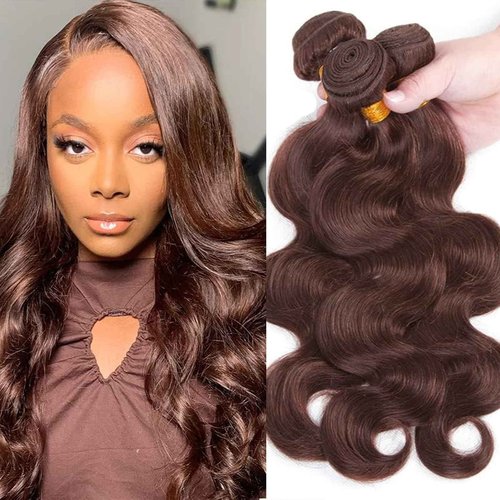 Fabimiya 18 20 22 Inch Human Hair Bundles Chocolate Brown 4# Body Wave Bundles Human Hair 100% Unprocessed Soft Sewn In Hair with Double Weft for Black Women