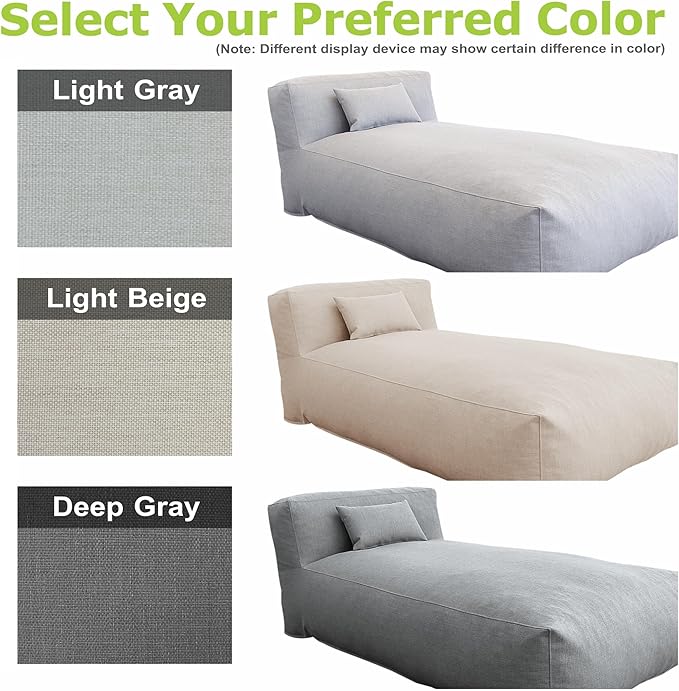 OPEAK Outdoor Bean Bed Chair Sun Lounger, Outdoor Couch Sofa for Patio & Pool, Foam Filling Day Bed Furniture, Comfy Lazy Sofa for Outside, Water-Resistant Seating Lounge Chair, Dark Gray