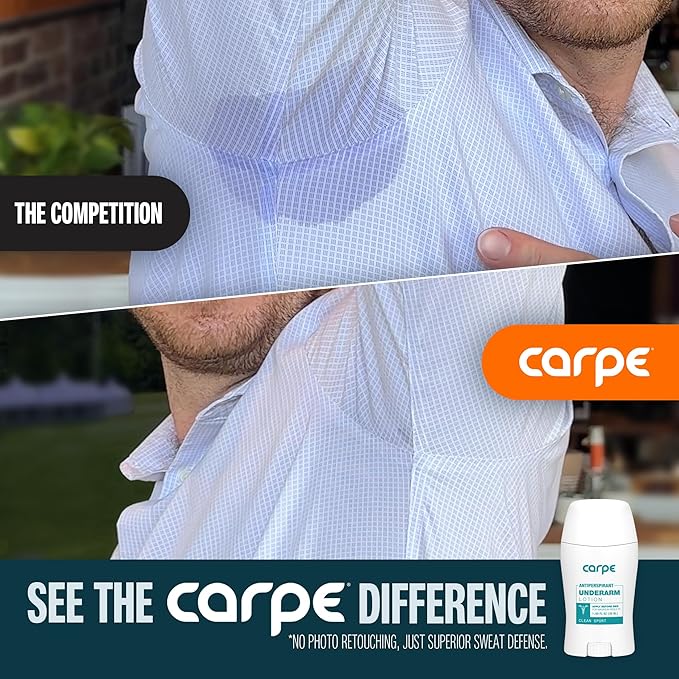 Carpe Deodorant Underarm Antiperspirant - Advanced Sweat & Odor Protection Formula - Sport Deodorant for Men & Women - Combat Excessive Sweating with Odor Control - Clean Sport Scent (Pack of 3)