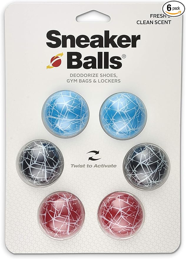 Sneaker Balls Odor-Fighting Shoe Fresheners, Eliminates Unpleasant Smells, Perfect For Sneakers, Gym Bags, Gear Bags, Drawers, Lockers, And More!, Scratch, 6 Pack